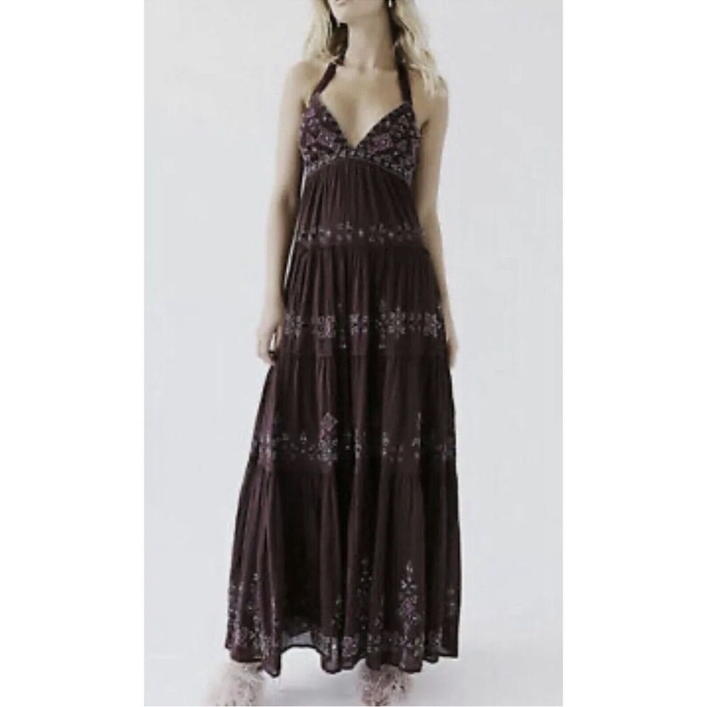 Free People Glitter Me Timbers Gown Beaded Embroidered Dress - Picture 2 of 11